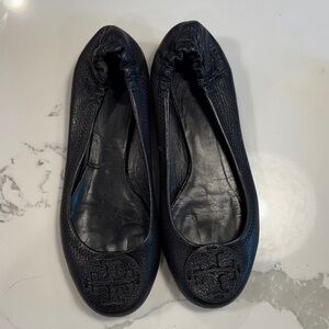 Tory Burch Black Leather Ballet Flats